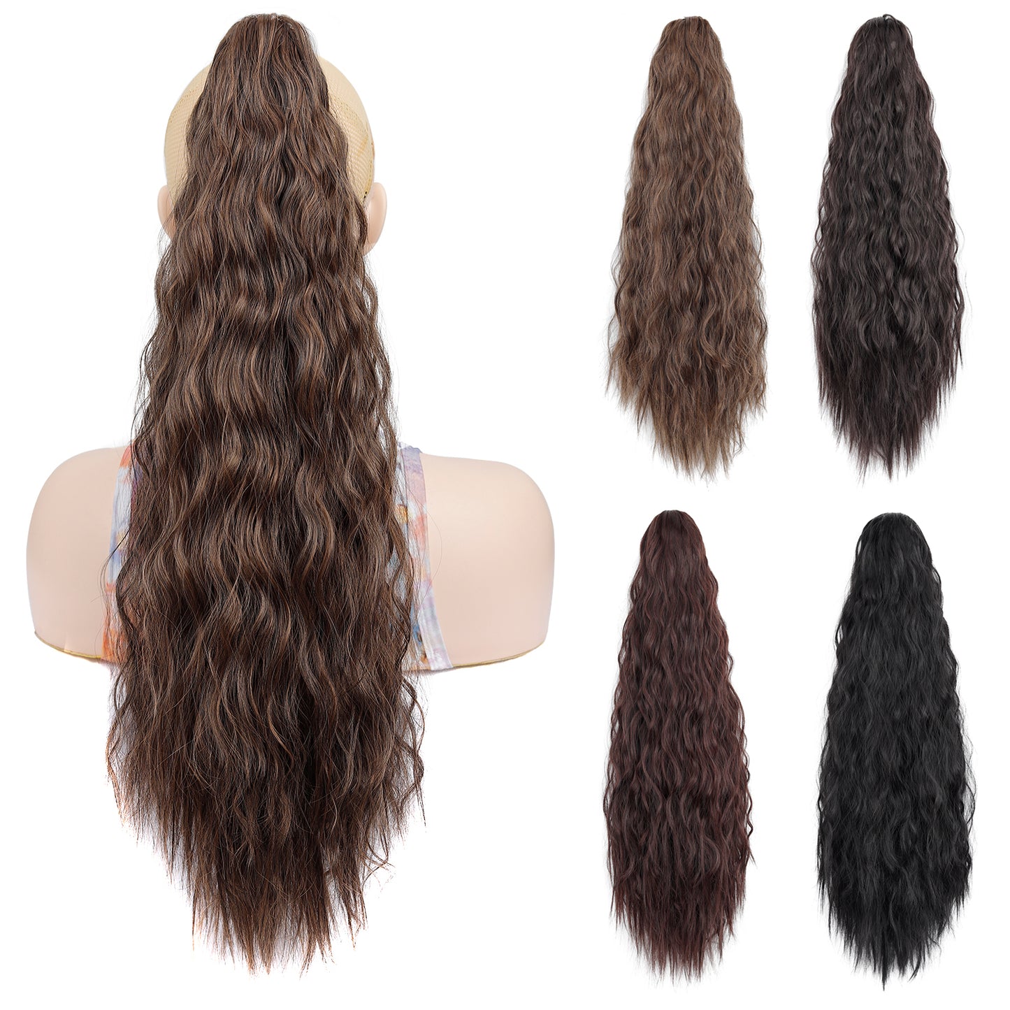 21 Inch Long Wavy Claw Clip Ponytail