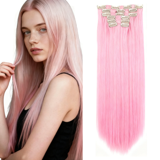24 Inch 6 Pcs Long Straight Clip-in Hair Extensions