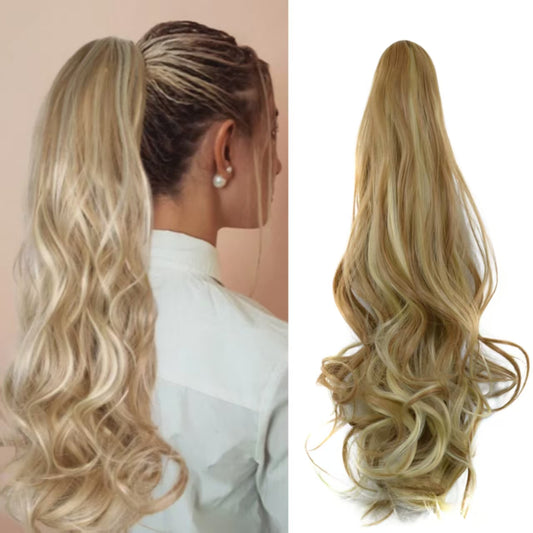 21 inch Long Wavy High Ponytail with Claw Clip