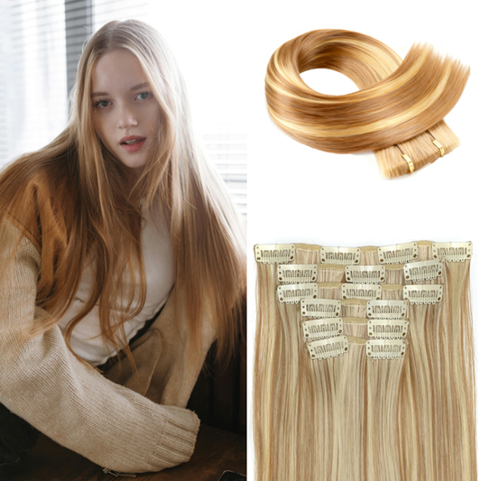 24 Inch 6 PCS Long Straight Clip-In Hair Extensions with 49 shades
