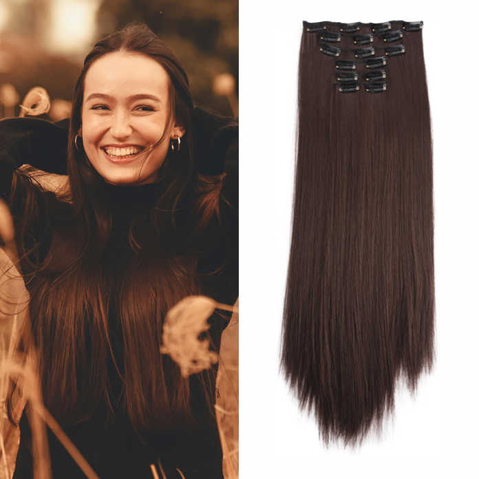 24 Inch 6 PCS Long Straight Clip-In Hair Extensions with 49 shades