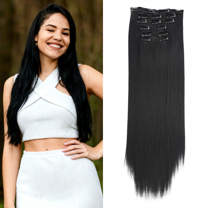 24 Inch 6 PCS Long Straight Clip-In Hair Extensions with 49 shades