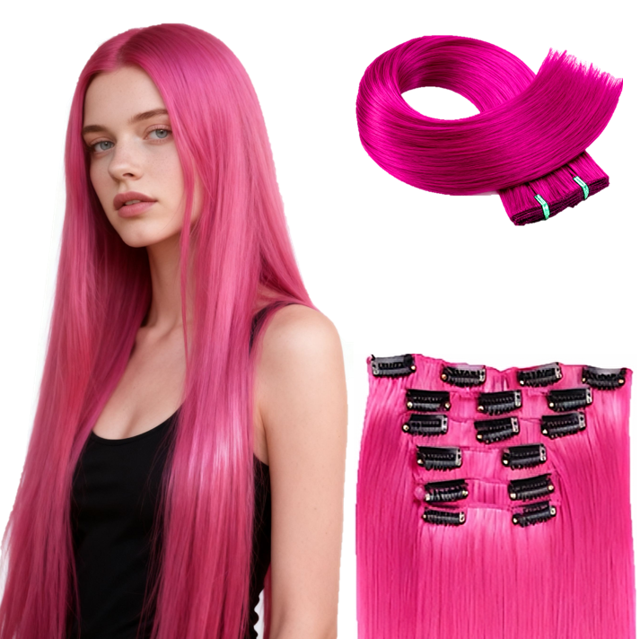 24 Inch 6 PCS Long Straight Clip-In Hair Extensions with 49 shades