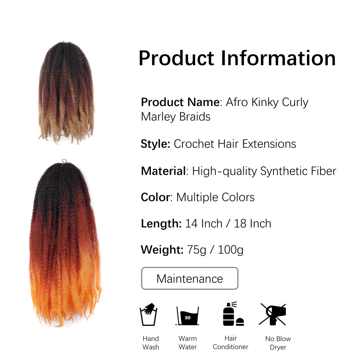 Cuban Marley Twist Hair 14/18 Inch – Springy Afro Kinky Braiding Hair