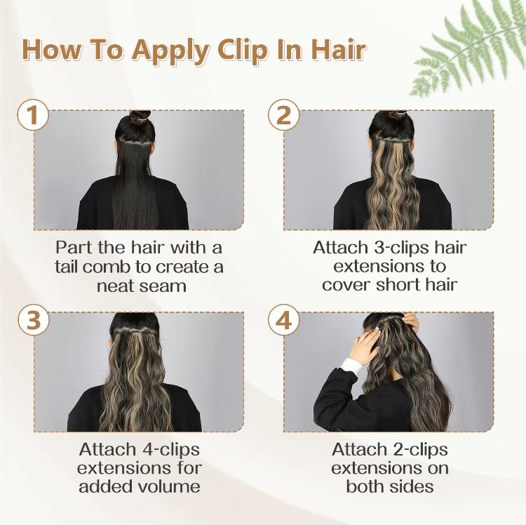 20 Inch 4pcs Long Wavy Clip-In Hair Extensions with Lace Wrapped Clips