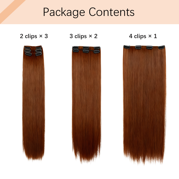 24 Inch 6 Pcs Long Straight Clip-in Hair Extensions