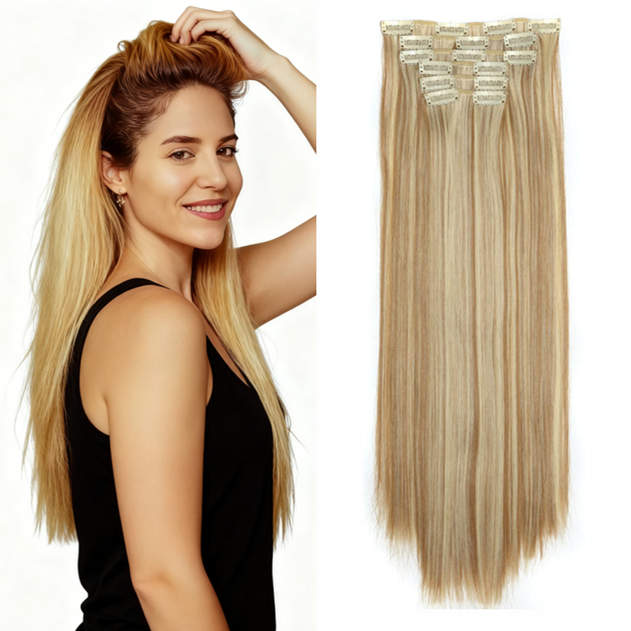 24 inch 6 Pieces Synthetic Long Straight Clip-In Hair Extensions