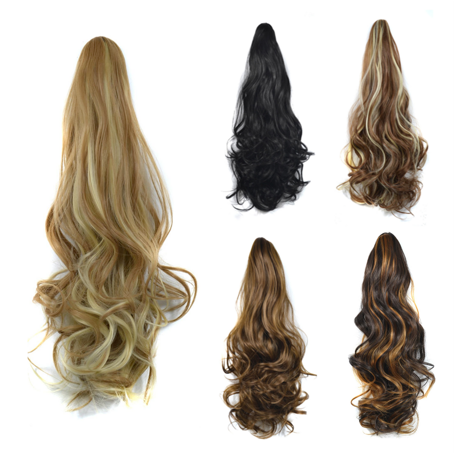 21 inch Long Wavy High Ponytail with Claw Clip