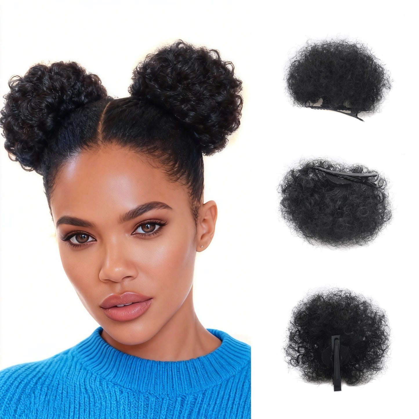 Afro Puff Curly Bun Hairpiece with Clips – Soft Lightweight Synthetic Hair Scrunchie Bun Extension