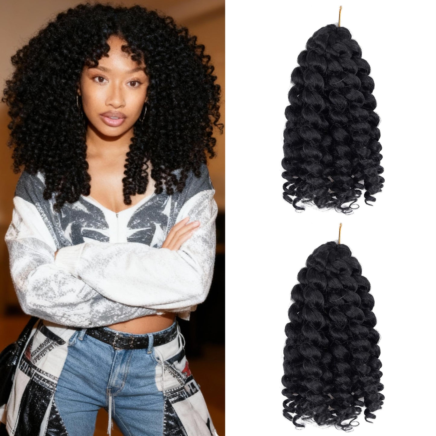 8 Inch Wand Curl Crochet Braids – Ringlet Twist Hair Extensions with Natural Dreadlock Look