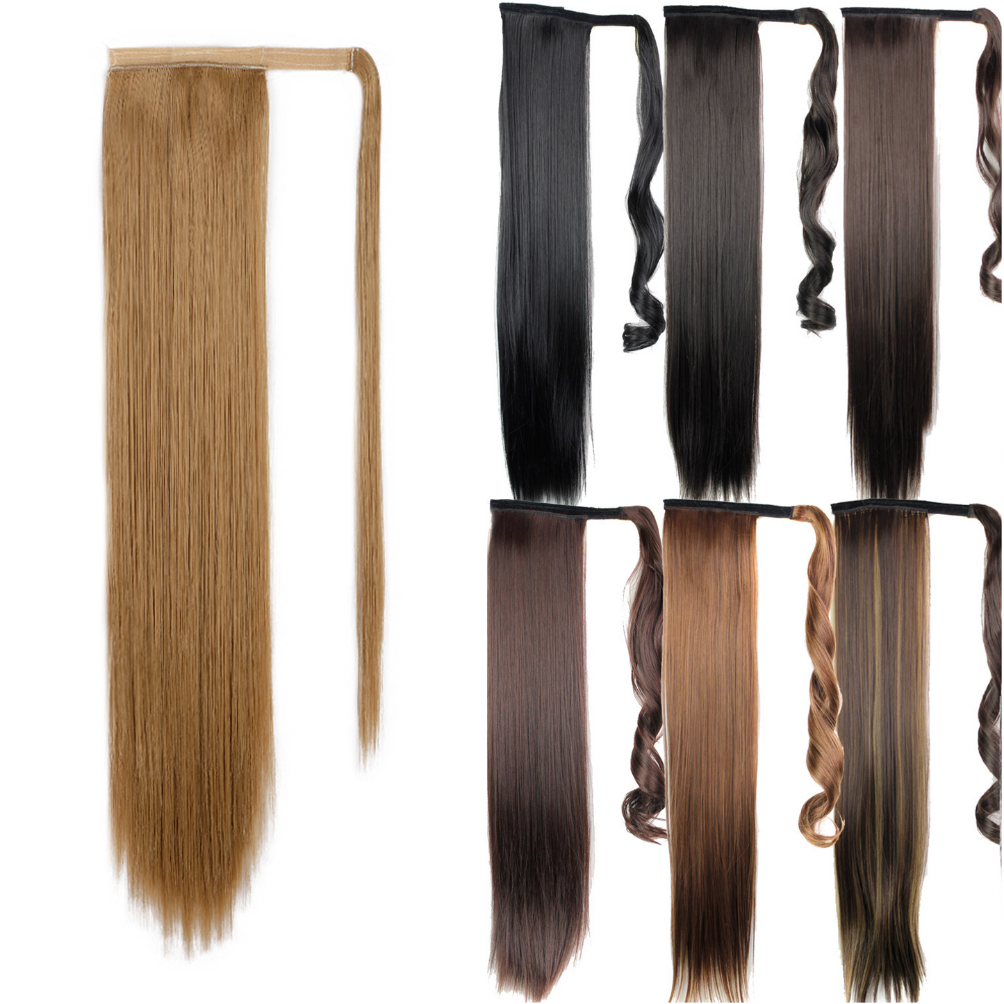 24 Inch Long Straight Wrap Around Ponytail Extension
