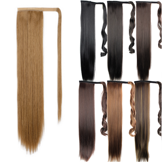 24 Inch Long Straight Wrap Around Ponytail Extension