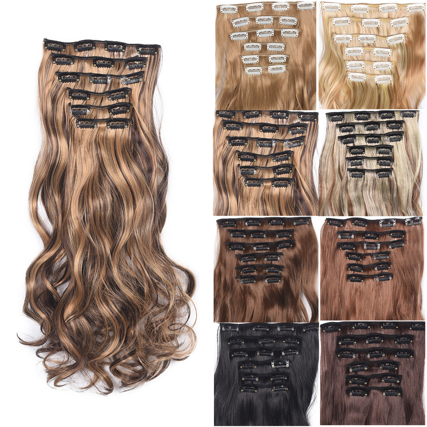 20 Inch 6 Pcs Long Wavy Clip In Hair Extensions