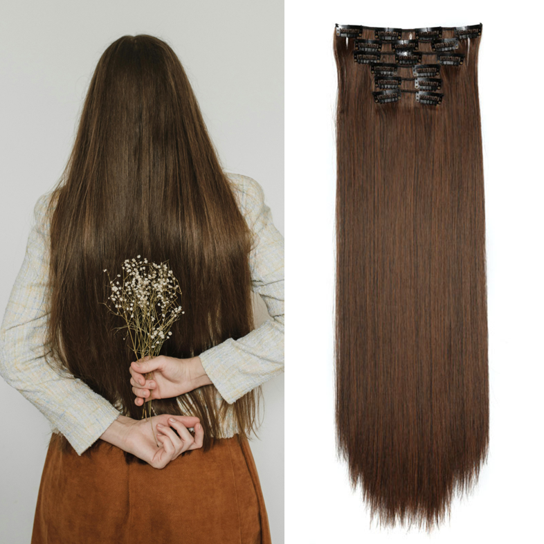 24 Inch 6 PCS Long Straight Clip-In Hair Extensions with 49 shades