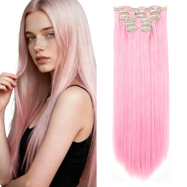24 Inch 6 Pcs Long Straight Clip-in Hair Extensions