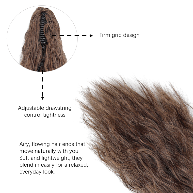 21 Inch Long Wavy Claw Clip Ponytail