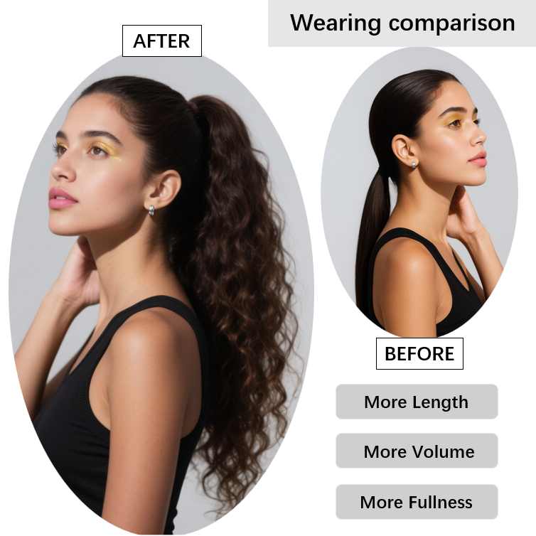 21 Inch Long Wavy Claw Clip Ponytail