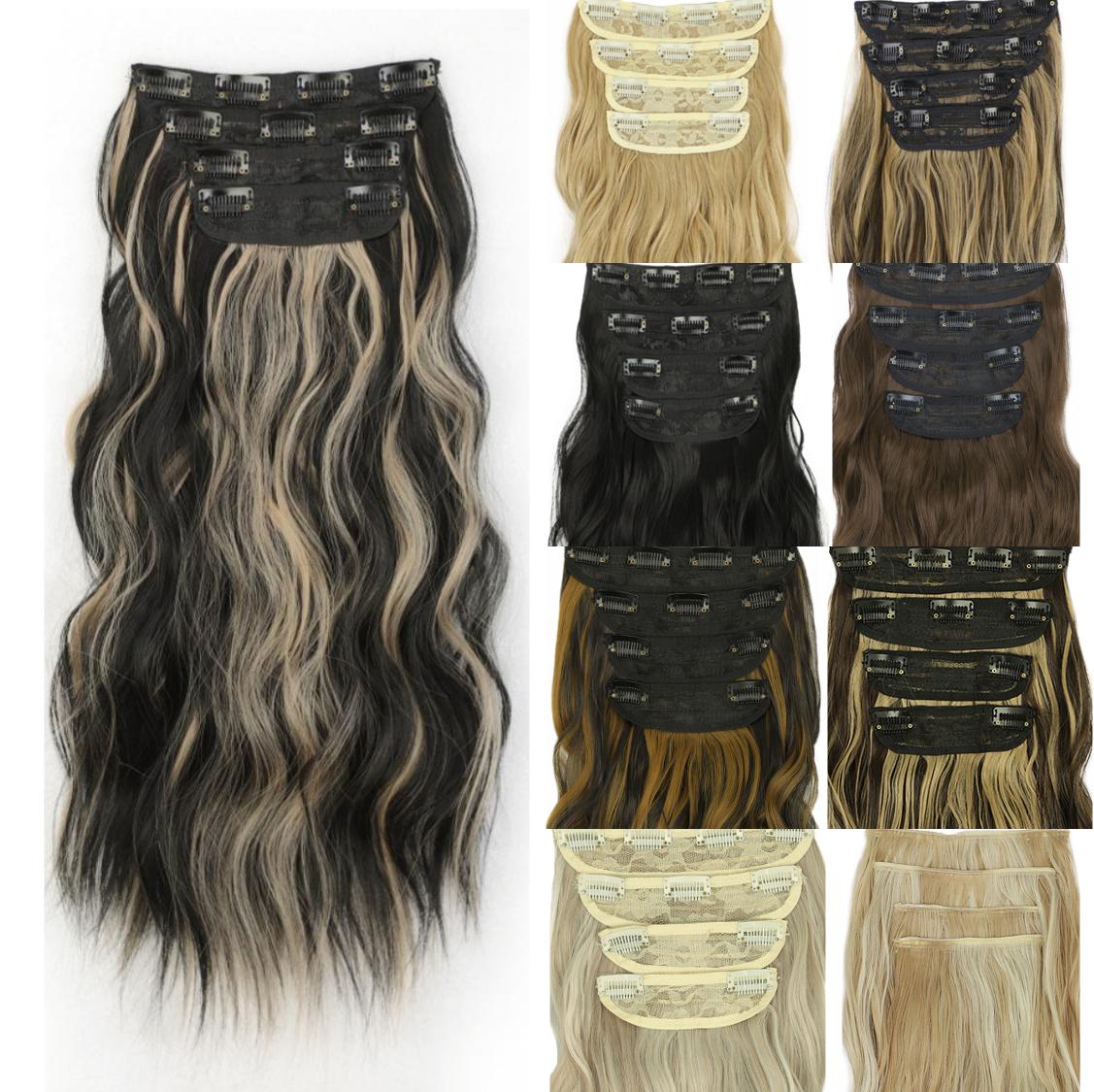 20 Inch 4pcs Long Wavy Clip-In Hair Extensions with Lace Wrapped Clips