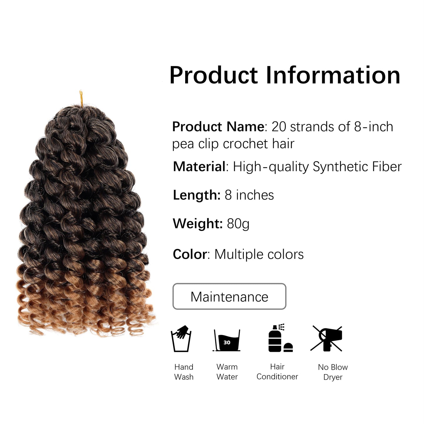 8 Inch Wand Curl Crochet Braids – Ringlet Twist Hair Extensions with Natural Dreadlock Look