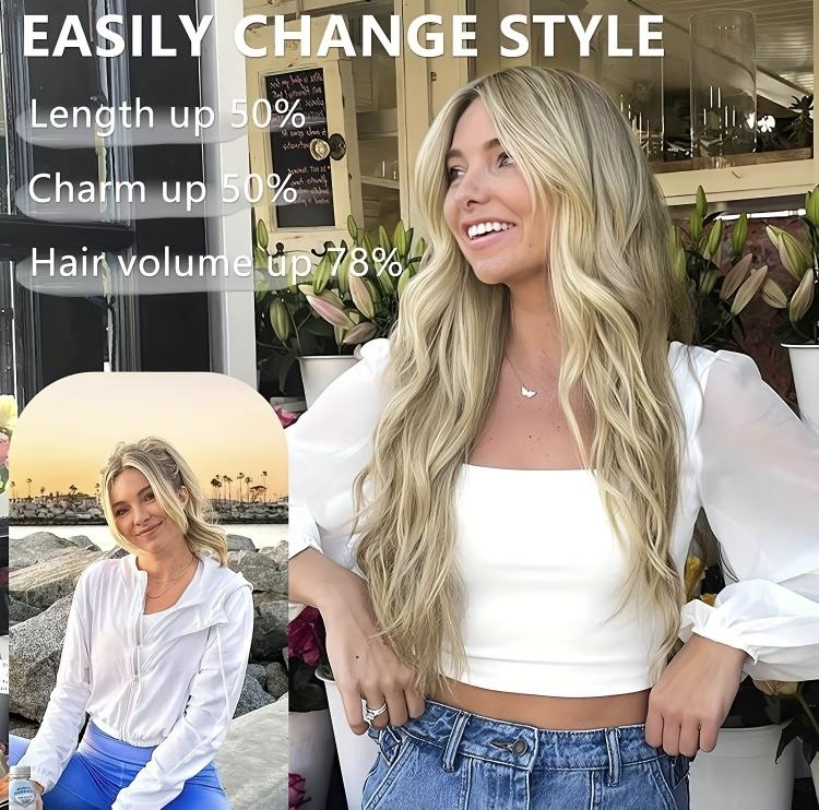 20 Inch 4pcs Long Wavy Clip-In Hair Extensions with Lace Wrapped Clips