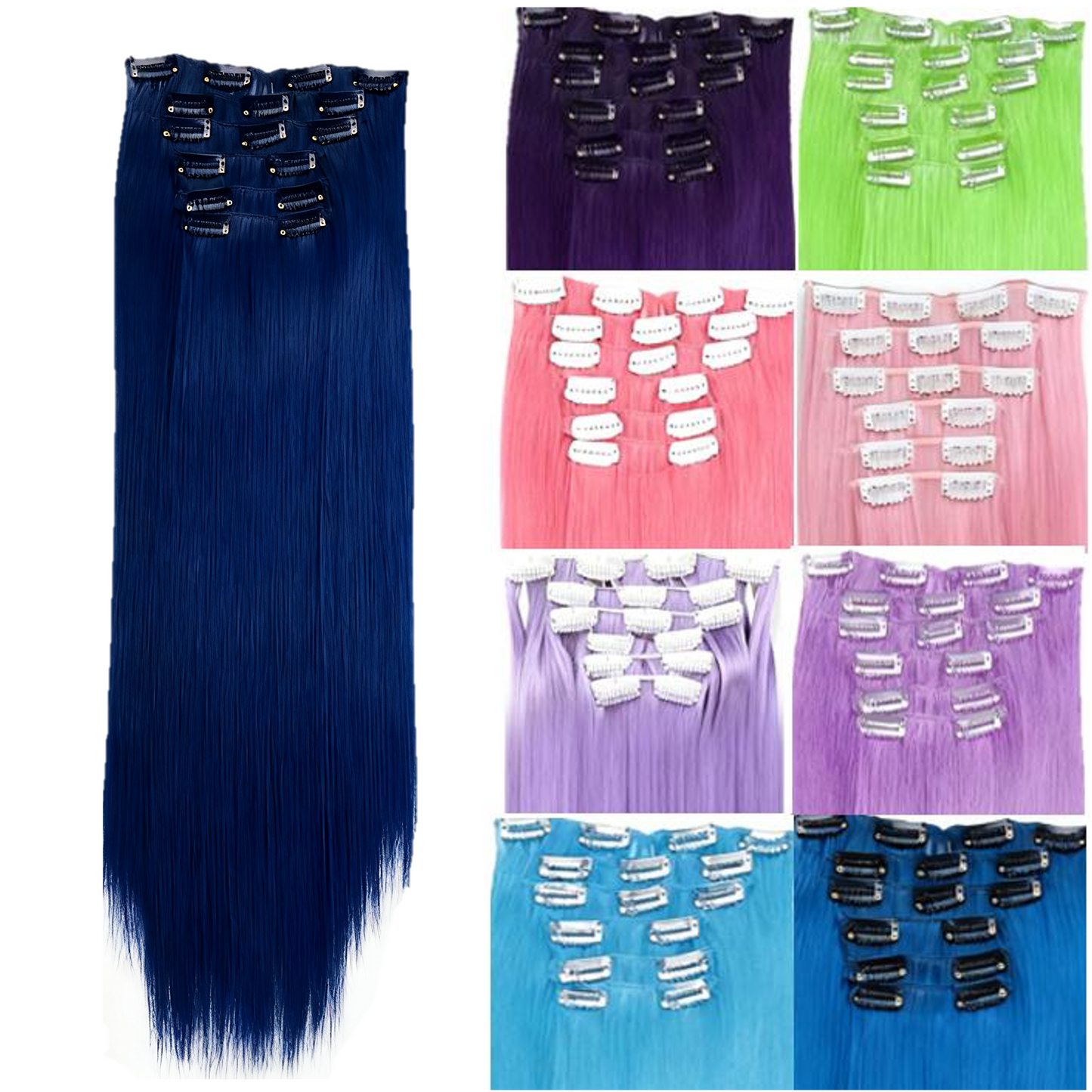 24 Inch 6 Pcs Long Straight Clip-in Hair Extensions