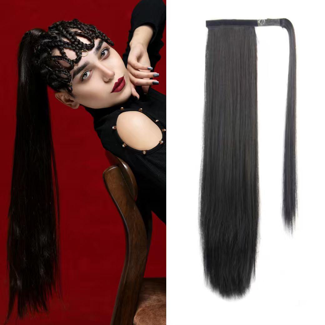 24 Inch Long Straight Wrap Around Ponytail Extension