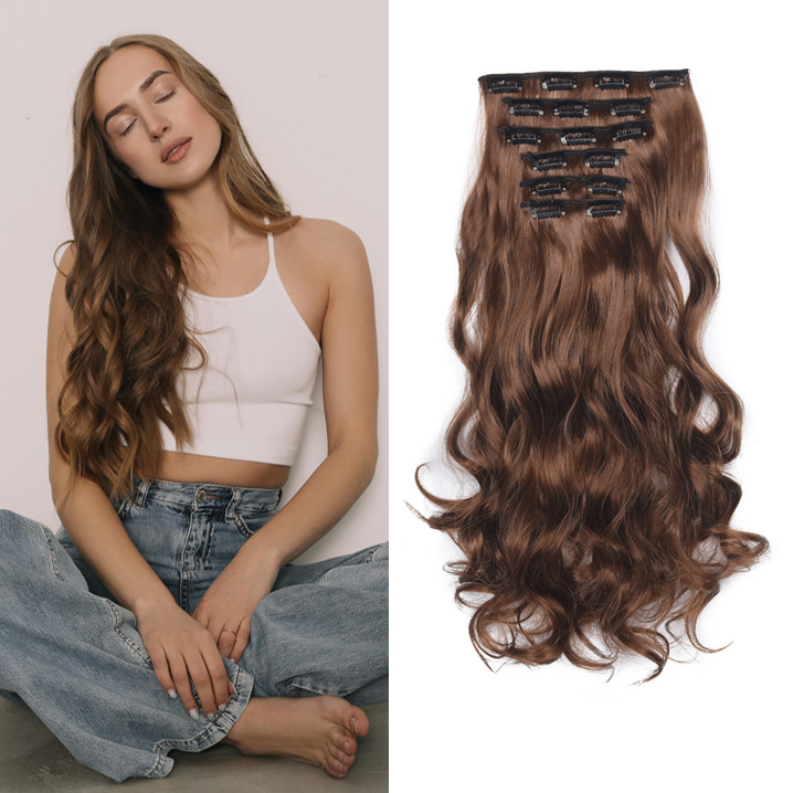 20 Inch 6 Pcs Long Wavy Clip In Hair Extensions