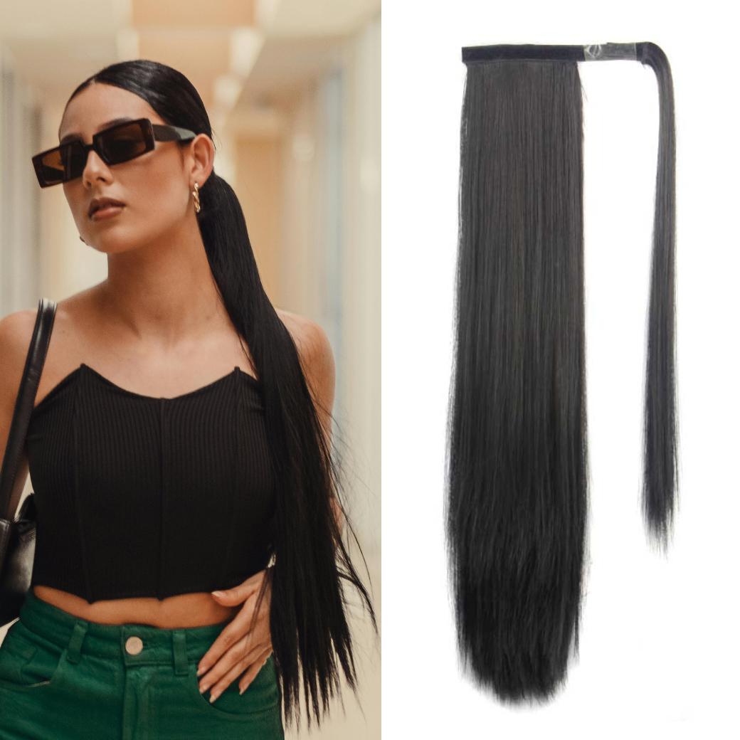 24 Inch Long Straight Wrap Around Ponytail Extension