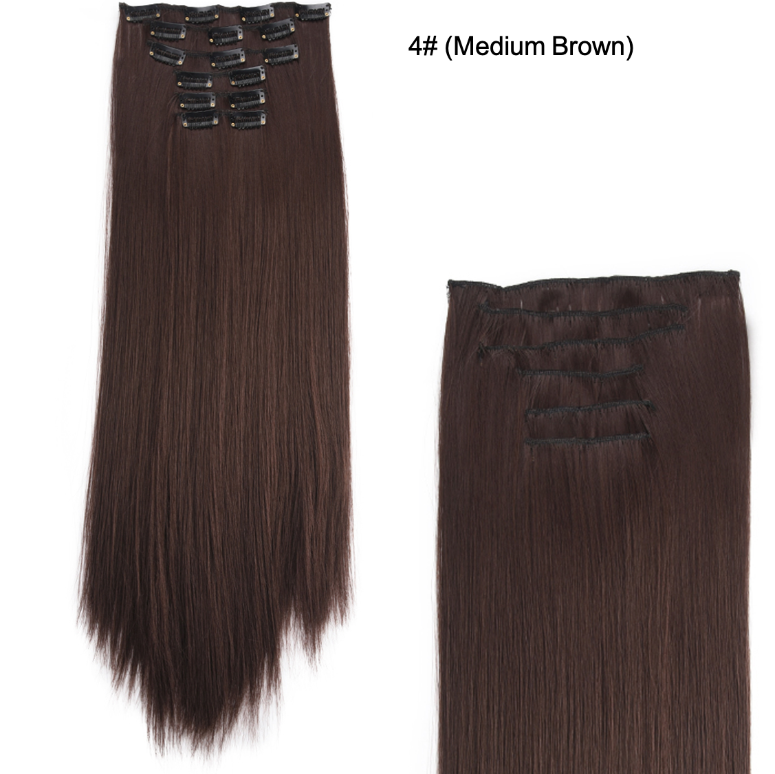 24 Inch 6 PCS Long Straight Clip-In Hair Extensions with 49 shades