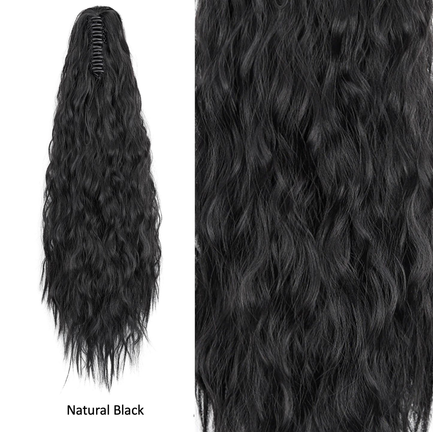 21 Inch Long Wavy Claw Clip Ponytail