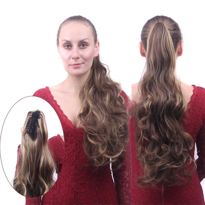 21 inch Long Wavy High Ponytail with Claw Clip