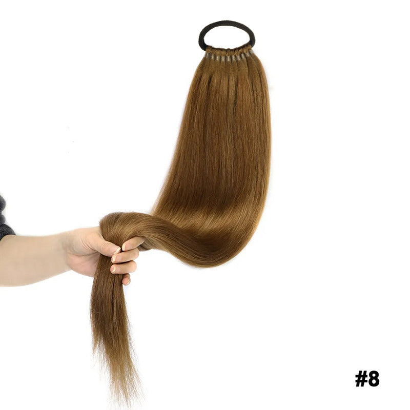24 inch Long Straight Ponytail Extension with Elastic Band