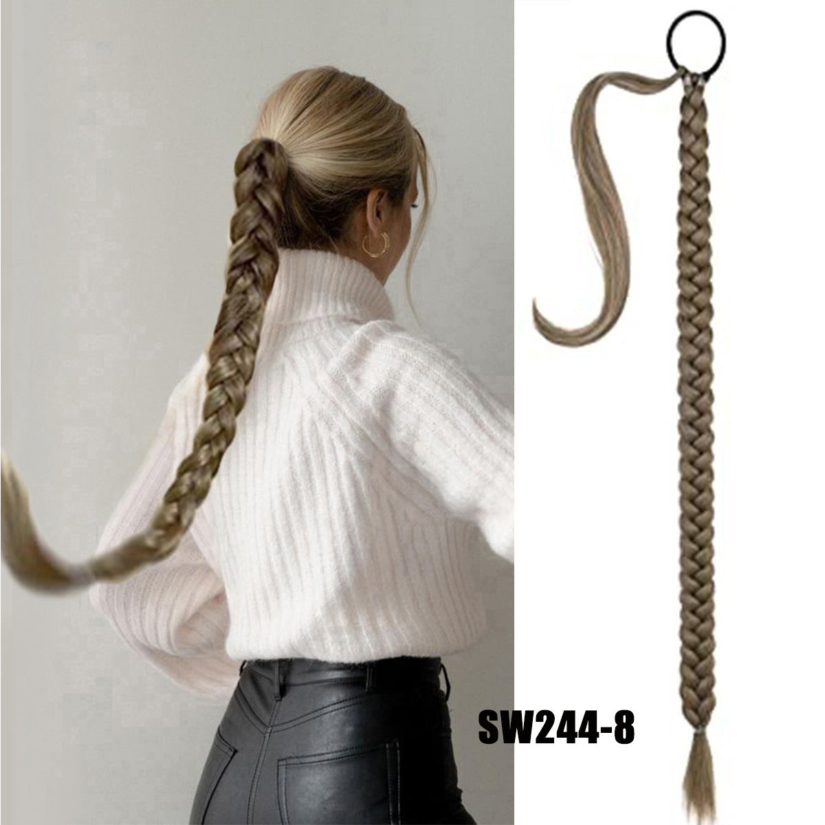 32 Inch Long Straight Wrap-Around Braided Ponytail Extension