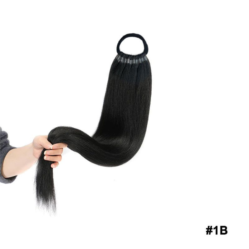 24 inch Long Straight Ponytail Extension with Elastic Band