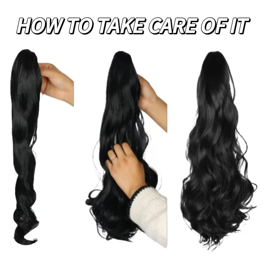 21 inch Long Wavy High Ponytail with Claw Clip