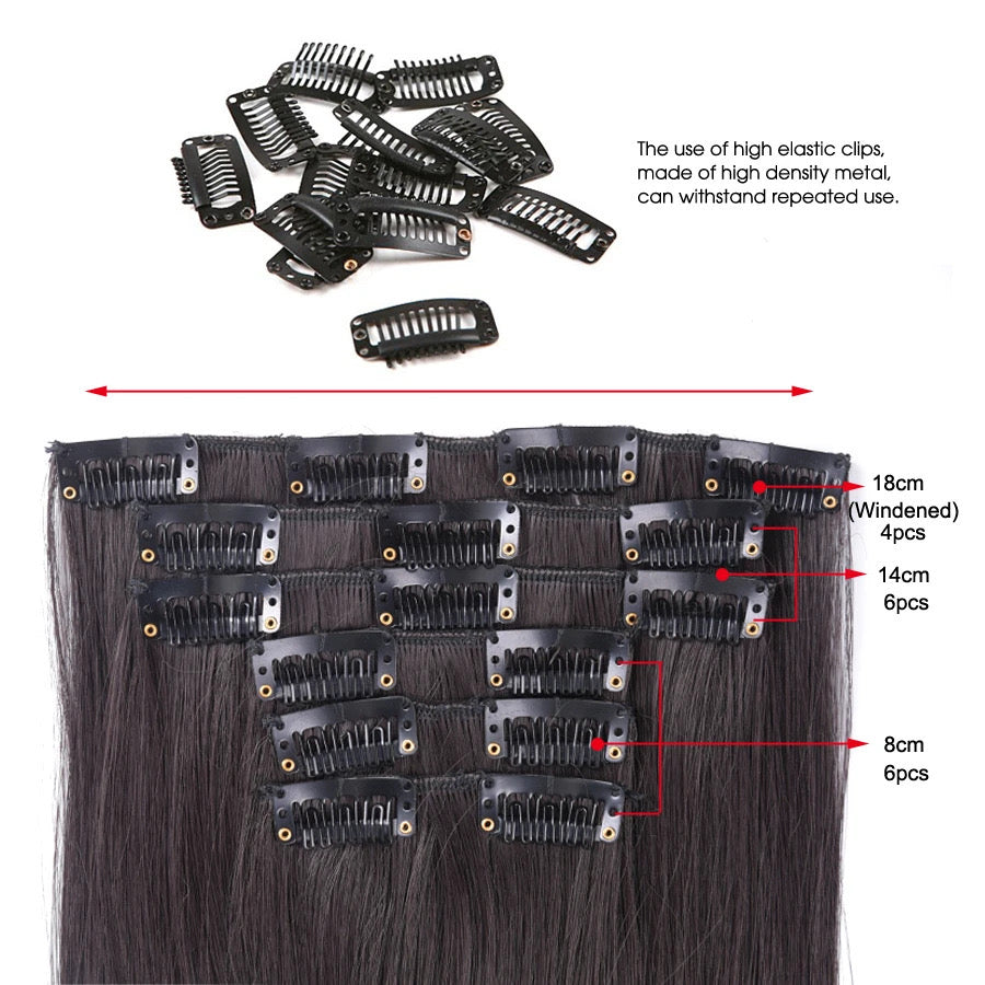20 Inch 6 Pcs Long Wavy Clip In Hair Extensions