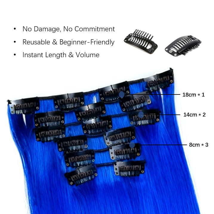 24 Inch 6 Pcs Long Straight Clip-in Hair Extensions