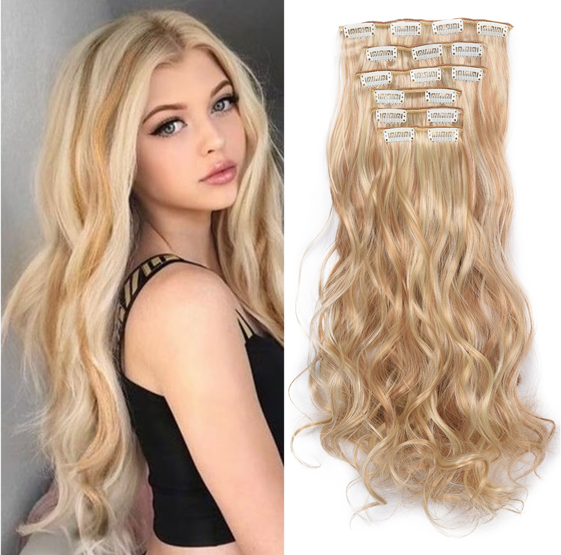 20 Inch 6 Pcs Long Wavy Clip In Hair Extensions