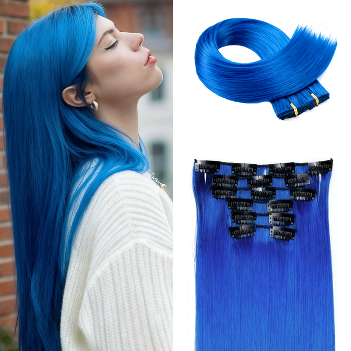 24 Inch 6 PCS Long Straight Clip-In Hair Extensions with 49 shades